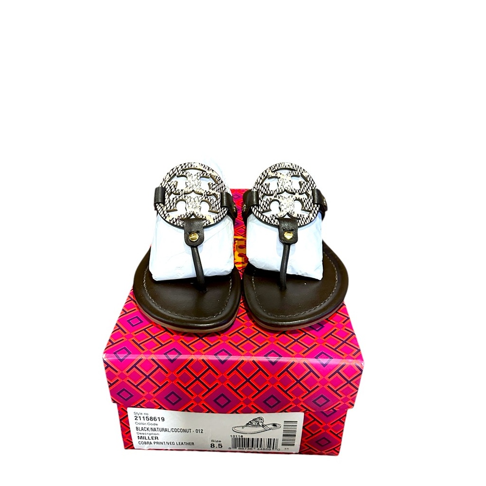 Tory Burch Miller Black Natural Coconut Sandal